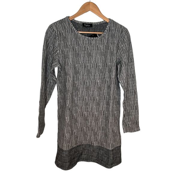 Papillon NEW Textured Liner Print Sweater Dress Grey Size Large - Picture 1 of 15